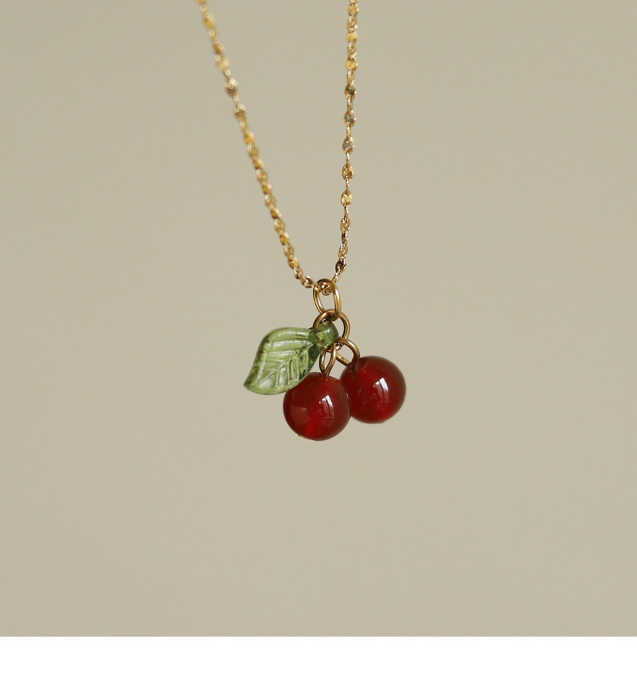 Premium Cherry Pendant Necklace 18K Gold Plated