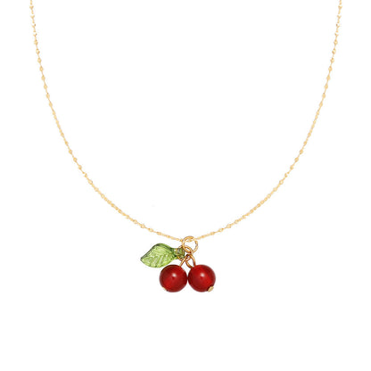 Premium Cherry Pendant Necklace 18K Gold Plated
