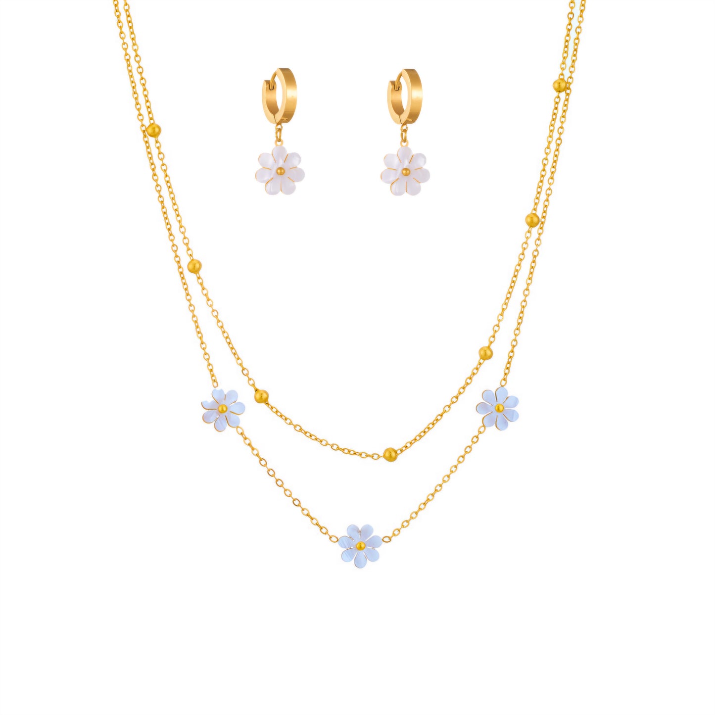 Daisy Charm Double Layer Necklace