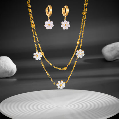 Daisy Charm Double Layer Necklace